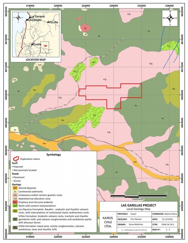 Las Garillas local geology map